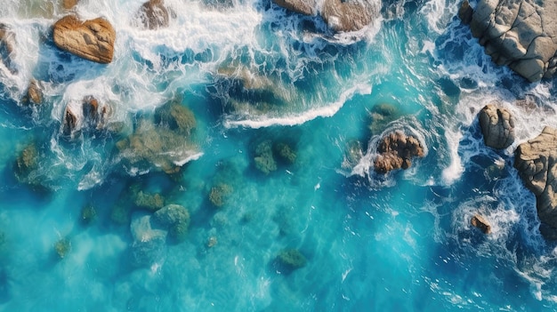 自然の美しい海の海岸の岩のテクスチャ背景、上部の HD からの眺め