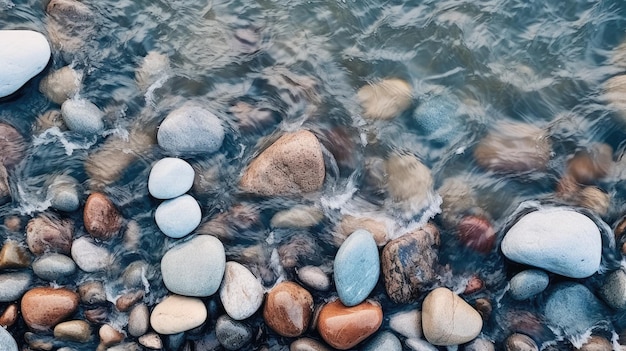 Photo natural beautiful rocky beach texture background view from the top hd