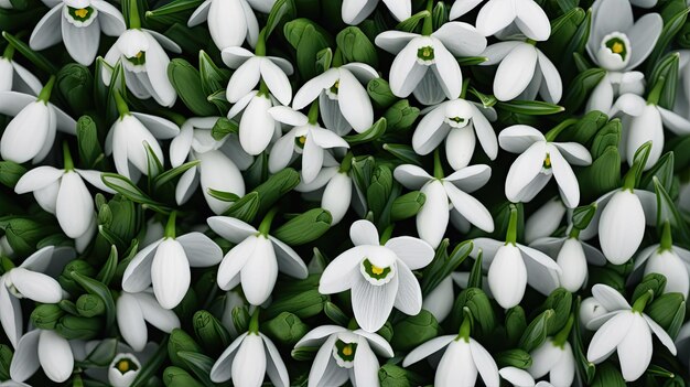 Natural beautiful snowdrop texture background view from the top hd