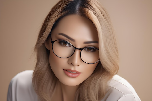 Natural Beauty business woman style wearing glasses