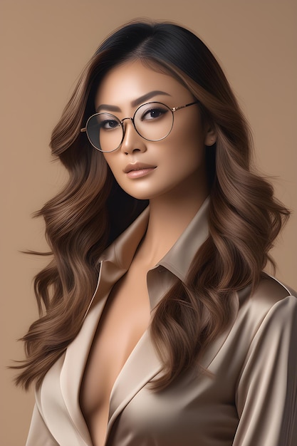 Natural Beauty business woman style wearing glasses