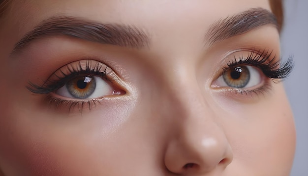 Photo natural beauty extreme closeup long eyelashes amp perfect makeup