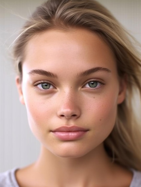 Natural Beauty of Girl's Face with No Makeup