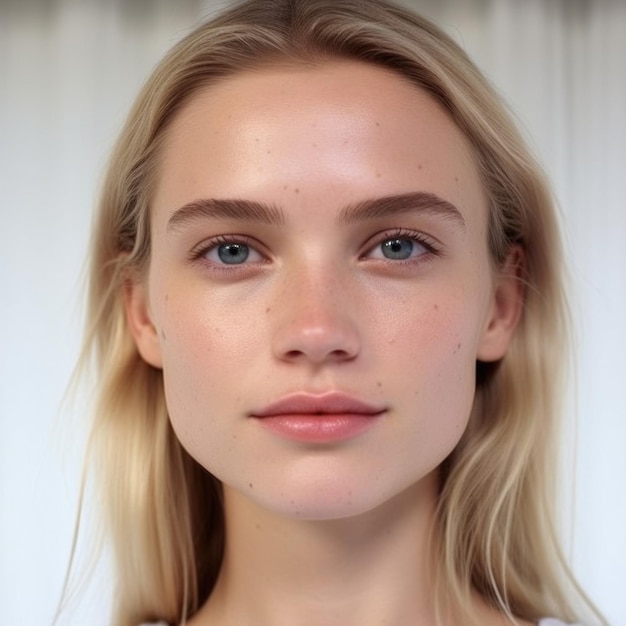 Natural Beauty of Girl's Face with No Makeup