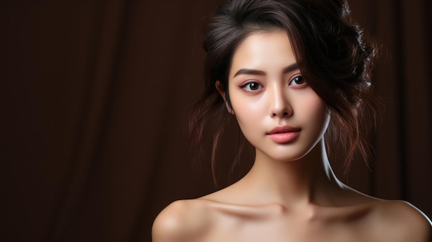Естественная красота позирует без рубашки привлекательная японская женщина