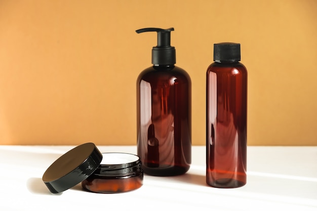 natural beauty products on the white table