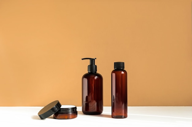 natural beauty products on the white table