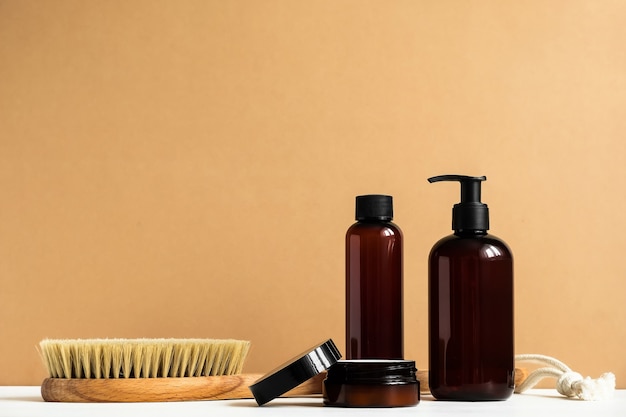 natural beauty products on the white table