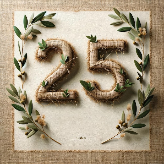 Photo natural burlap 25 with olive embellishments