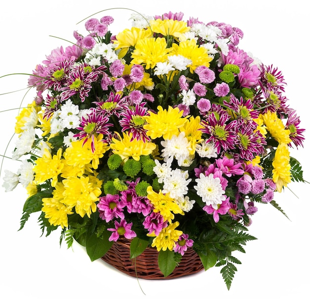 Natural colorful asters in a basket