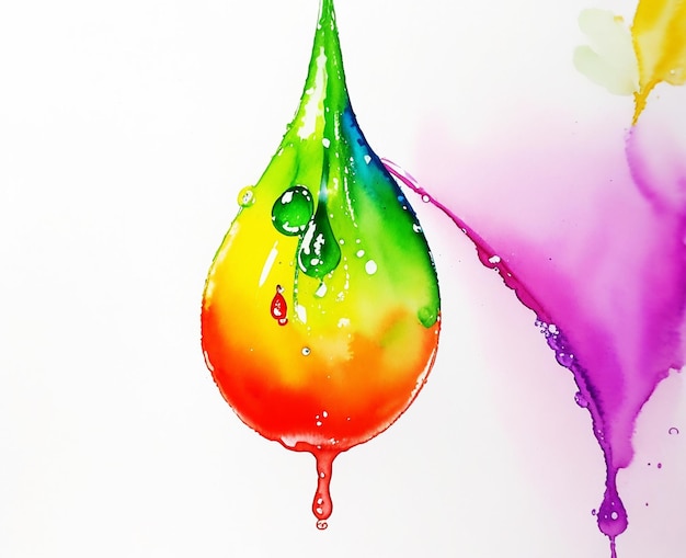 写真 自然色彩の多色水滴 水彩画 紙の上のhdウォールペーパー画像