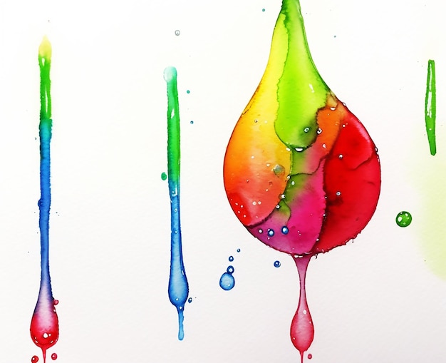 Foto pittura ad acquerello a gocce d'acqua multicolore naturale su carta immagine carta da parati hd