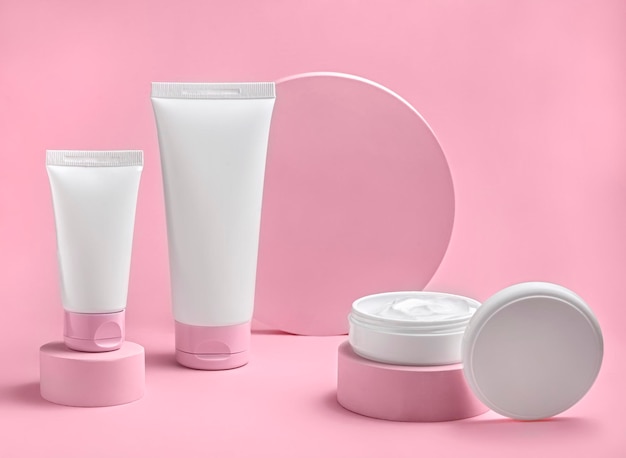 natural cosmetic cream skincare blank bottle packagingbeauty and spa concept