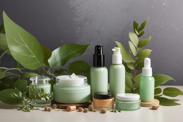 Photo natural cosmetics assortment with plant