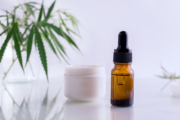 Natural cosmetics with cannabis oil.