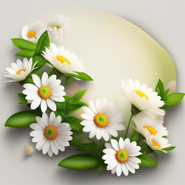 Natural Design Background with White Daisies