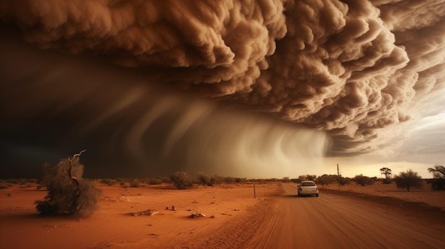 Photo natural disaster desert storm