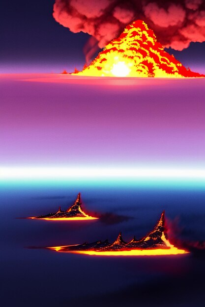 Natural disaster earth extreme environment active volcano eruption lava flow magma landscape