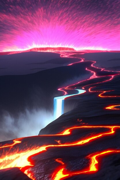 Natural disaster earth extreme environment active volcano eruption lava flow magma landscape