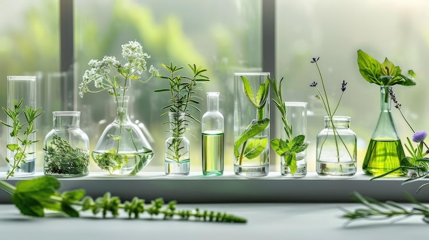 자연 약물 연구 유리 용품에서 자연 유기 및 과학적 추출 대안 녹색 약초 의약품