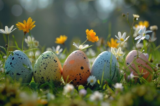 Foto uova di pasqua naturali con spazio di copia generative ai