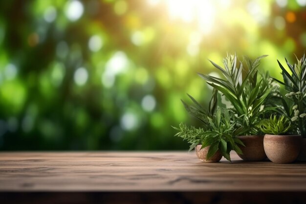 Natural elegance an empty wooden table top with blur