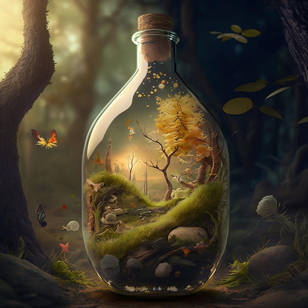 natural fantasy life in a bottle generative AI