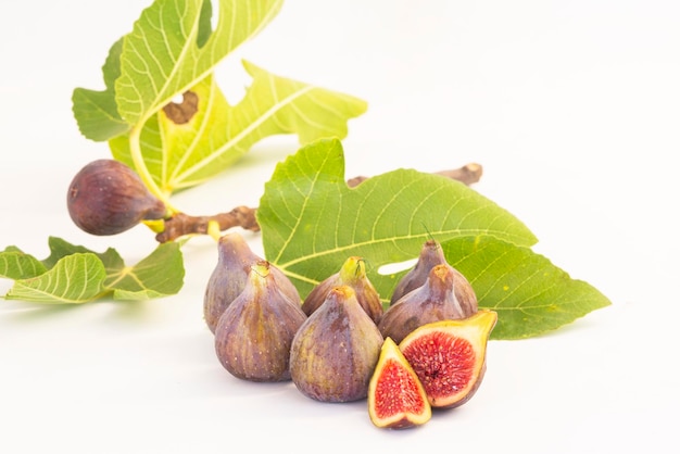 Photo natural figs with tree white background