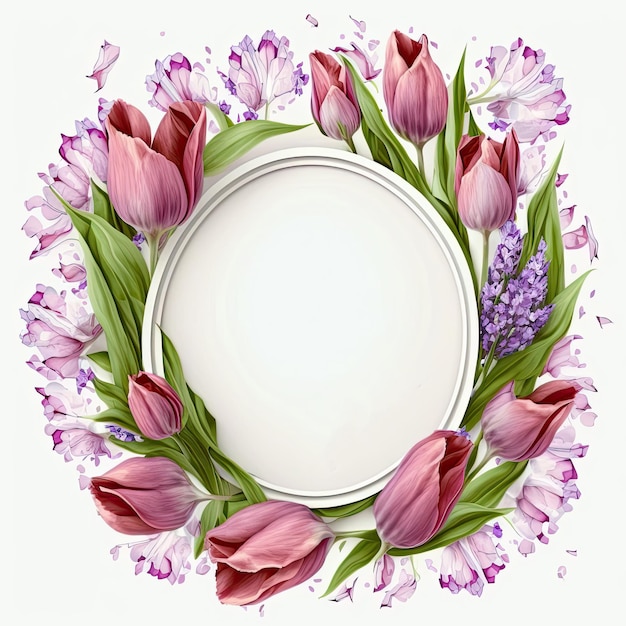 Natural Floral Empty Frame Illustration AI Generative