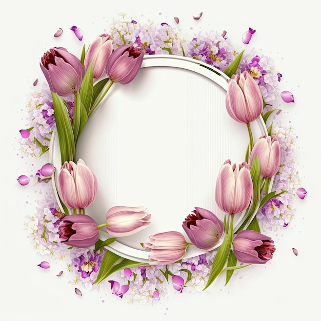 Natural Floral Empty Frame Illustration AI Generative