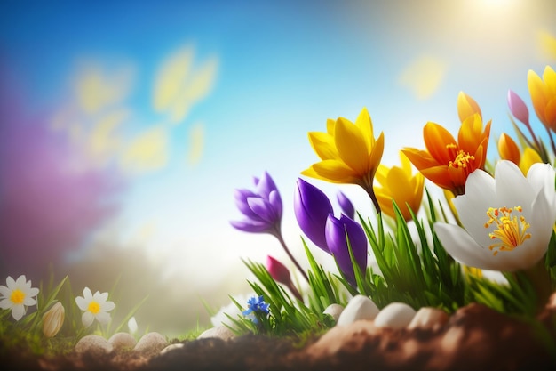 Natural flower background with copy space Illustration AI Generative