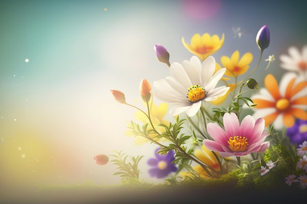Natural flower background with copy space Illustration AI Generative