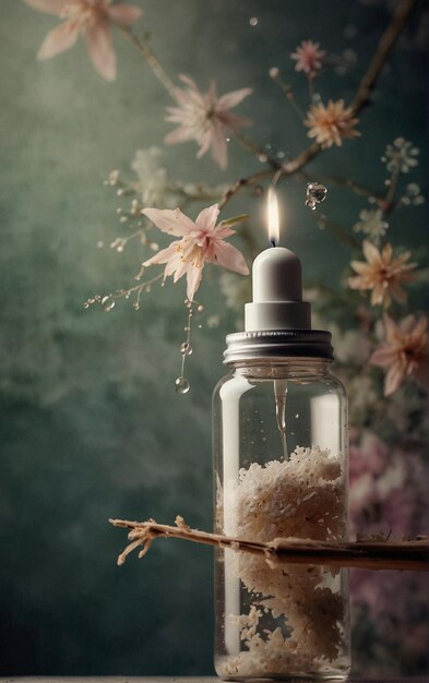 Photo natural fragrances with pink flower tree