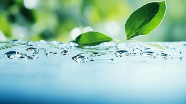 Photo the natural fresh background of green leaves with water drops