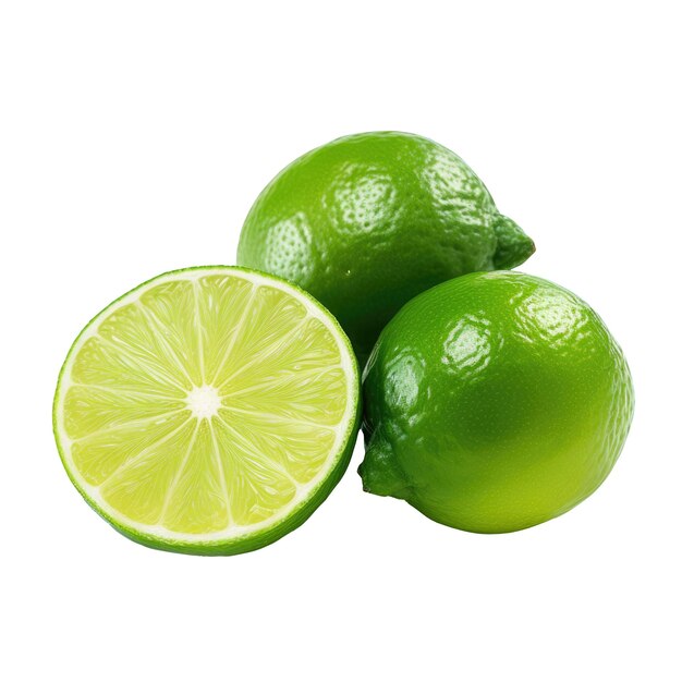 Natural fresh lime Cut green lime on isolated background Ingredient for a cocktail AI