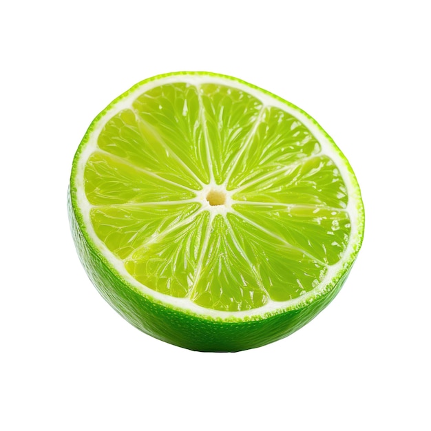 Natural fresh lime Cut green lime on isolated background Ingredient for a cocktail AI