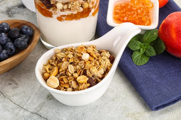 Natural Granola museli cereal for breakfast