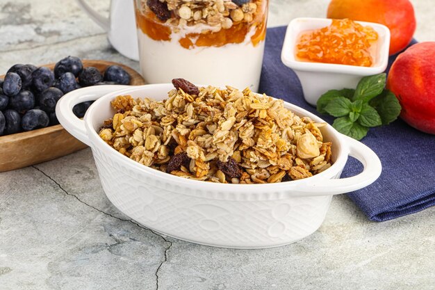 Natural Granola museli cereal for breakfast