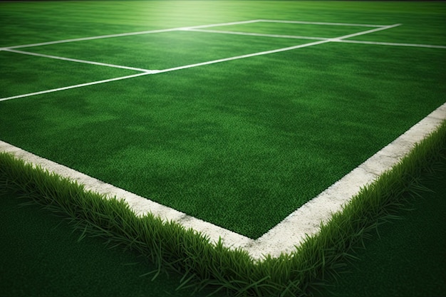 Natural grass pitch with trim in green for sporting events