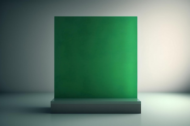 Natural gray stone stand for presentation and exhibitions on pastel green background