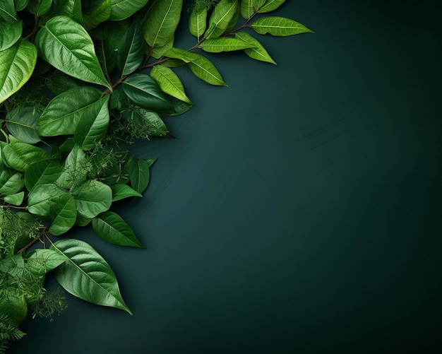 natural green background leafs on corner