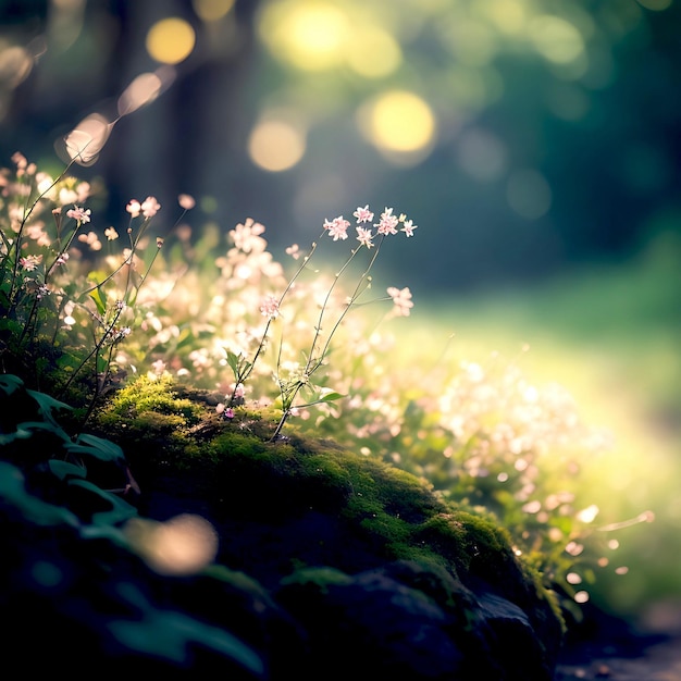 Natural green blurred bokeh background