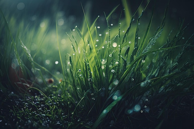 Natural Green Grass Background Illustration AI Generative