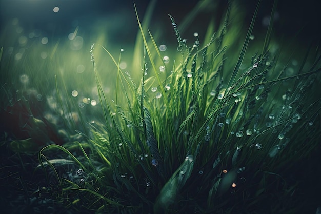 Natural Green Grass Background Illustration AI Generative