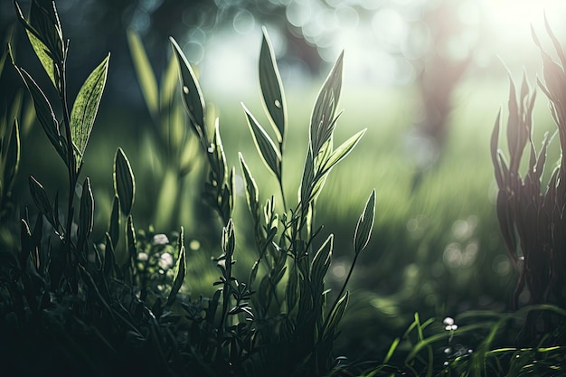 自然の緑の草の背景イラスト AIジェネレーティブ