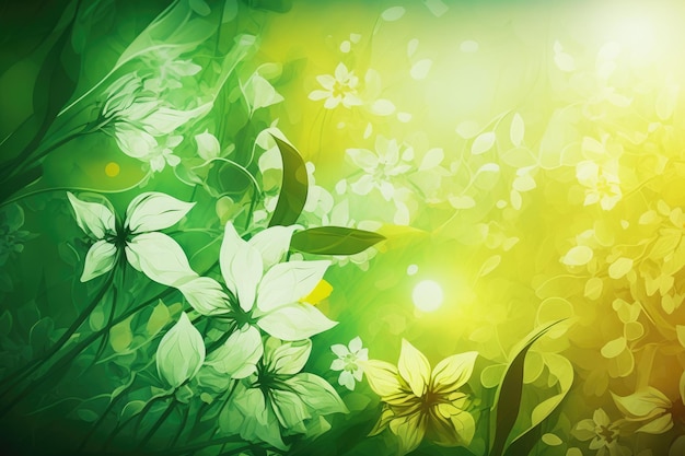 自然の緑の葉 太陽の光の下の新鮮な緑の木の葉 生成人工知能