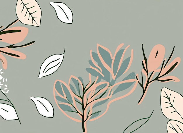 Natural hand drawn pattern design botanical art background