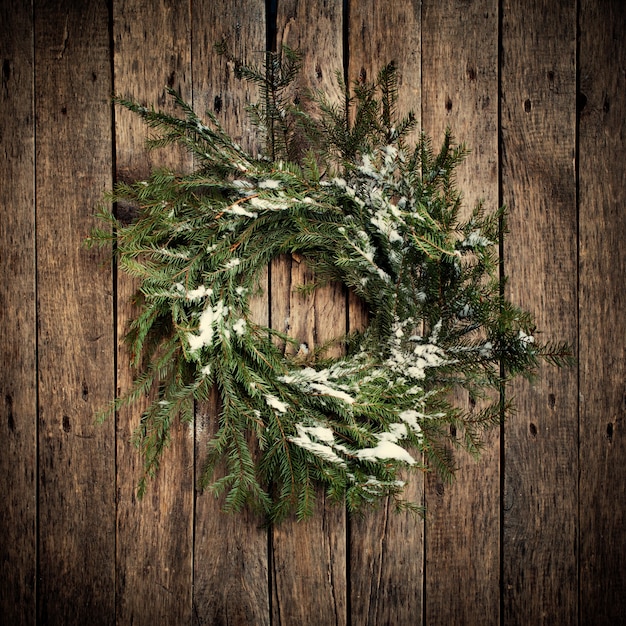 Natural Hand Made Wreath with Snow