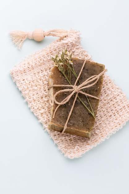 Natural handmade soap. Organic soap bars with plants extracts.