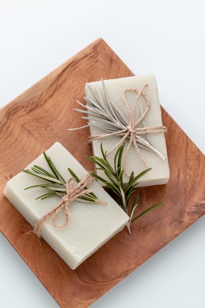 Natural handmade soap. Organic soap bars with plants extracts.